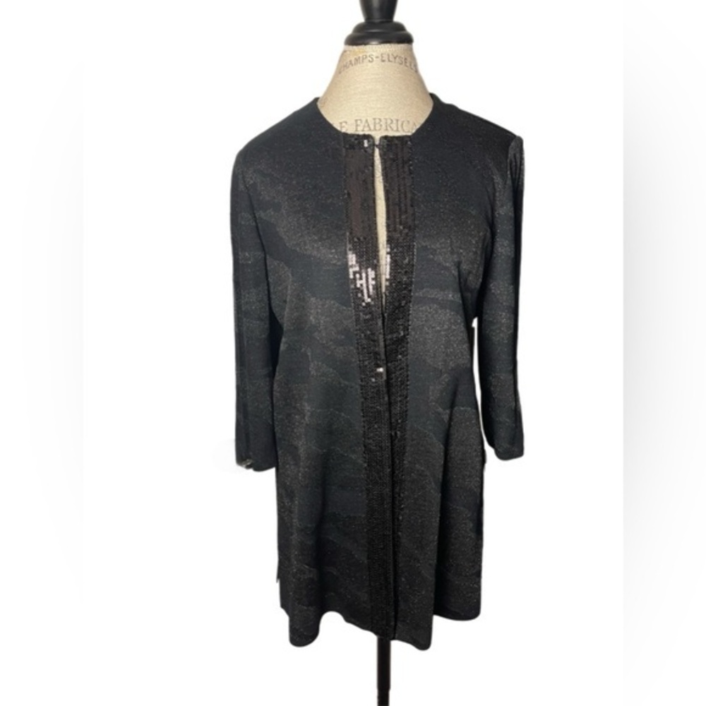 Ming Wang Black Tiger Stripe Cardigan Size XL NWT